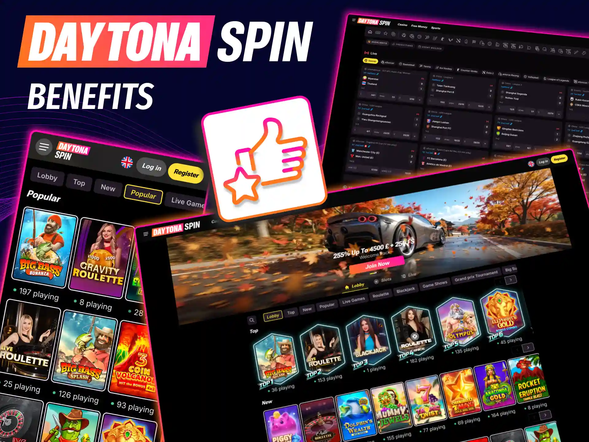 Trusted Daytona Spin benefits with payments, apps and welcome rewards.