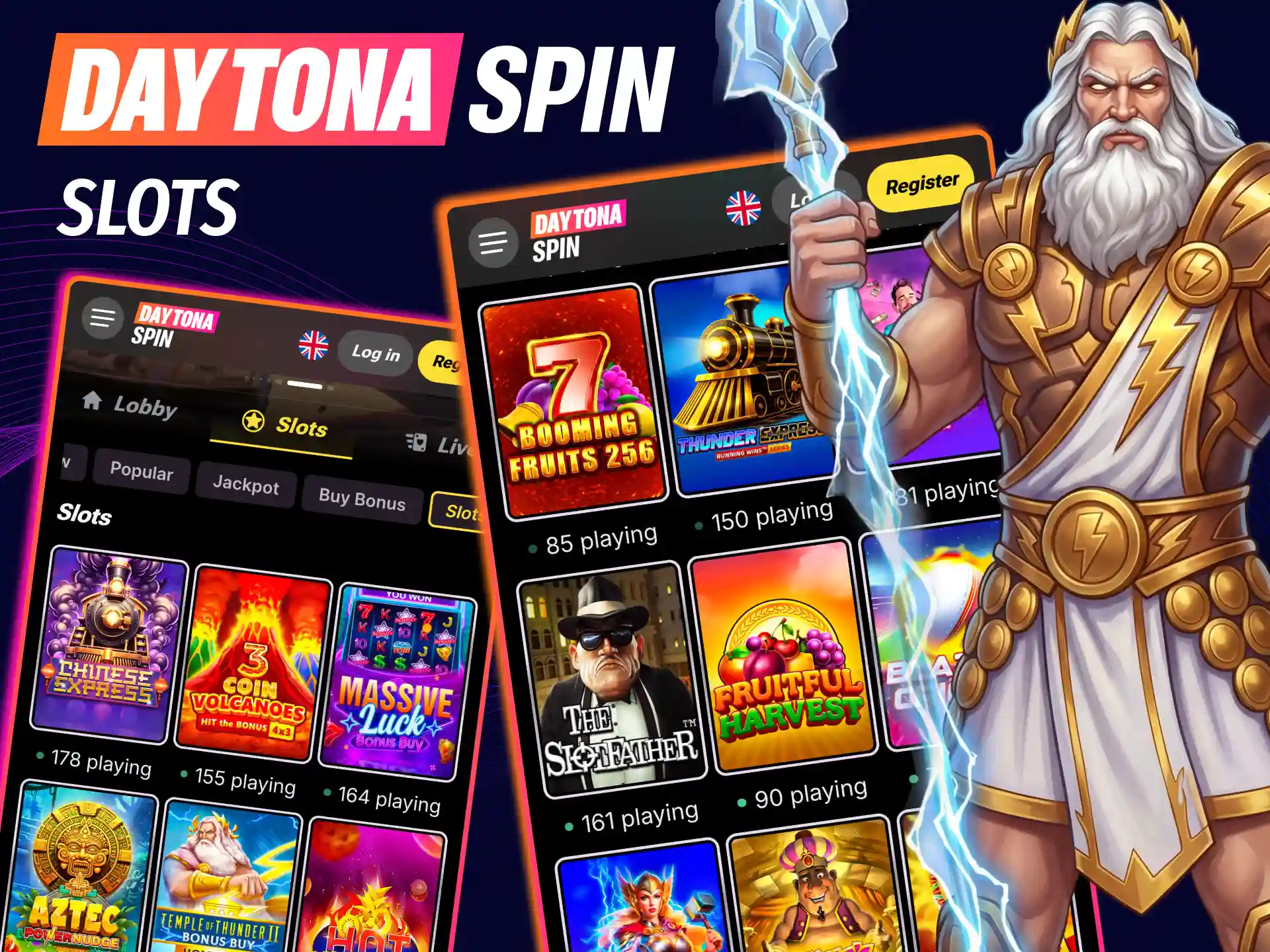 Wide Daytona Spin slot library featuring new releases and fast mobile play.