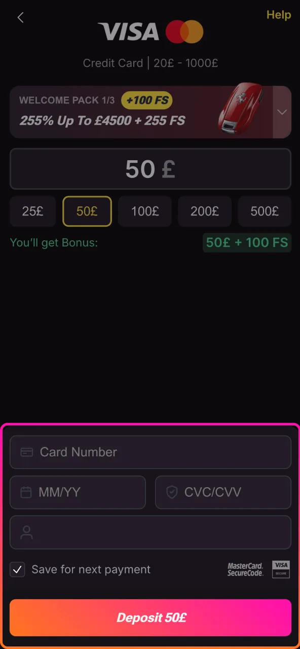 Complete Daytona Spin transaction by following on‑screen authorisation steps.
